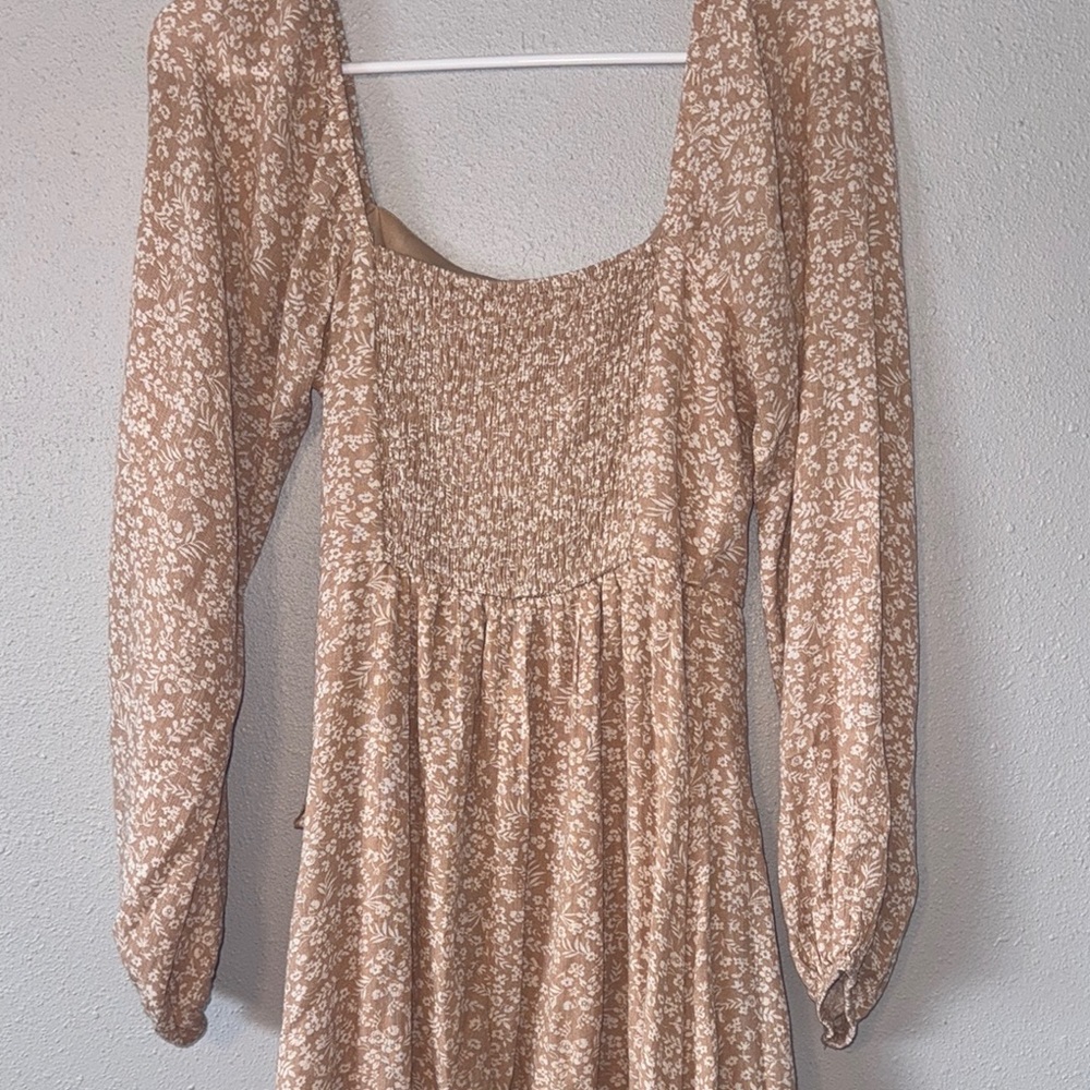 Altar'd State Pink and White Floral Wrap Dress with Long Sleeves Size Small S 🩷 - Picture 5 of 5